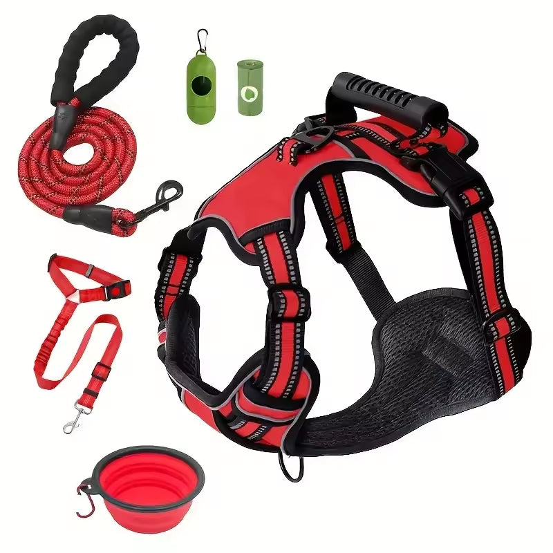 Tactical Service Dog Harness Strap Set Car Seat Belt Pets Gym From House