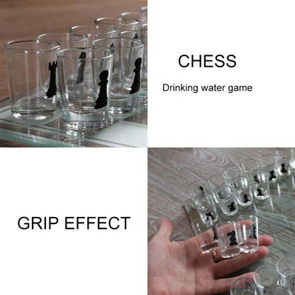 Bar Game Crystal Wine Glass Checker Chess Board Medium Size Hobby DealSniper.net