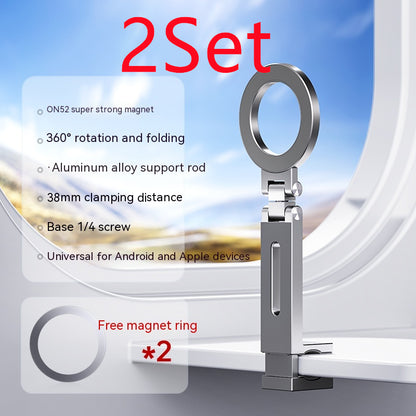360-degree Rotating Folding Travel Mobile Phone Magnetic Bracket Gadgets Gym From House Silver 2Set
