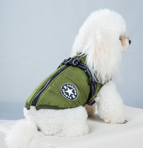 Pet Warm Dog Cotton-padded Clothes Fleece-lined Thickened Reflective Gallus Pets DealSniper.net Green 2XL