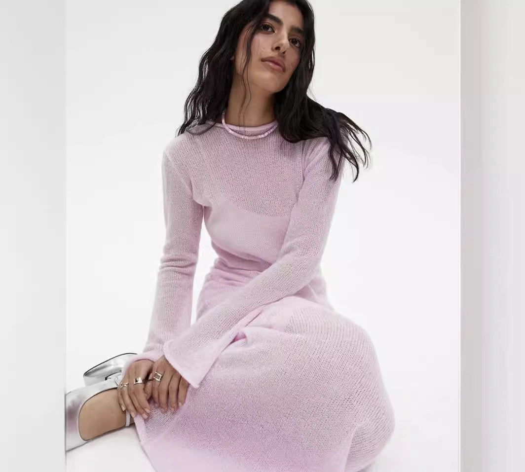 Knitted Hollow-out Dress For Vest Skirt Set Women Women DealSniper.net Pink Sweater Vest Free Size