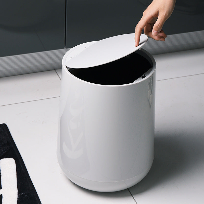 Home Living Room Press Nordic Trash Can Creative Cover House DealSniper.net Grey