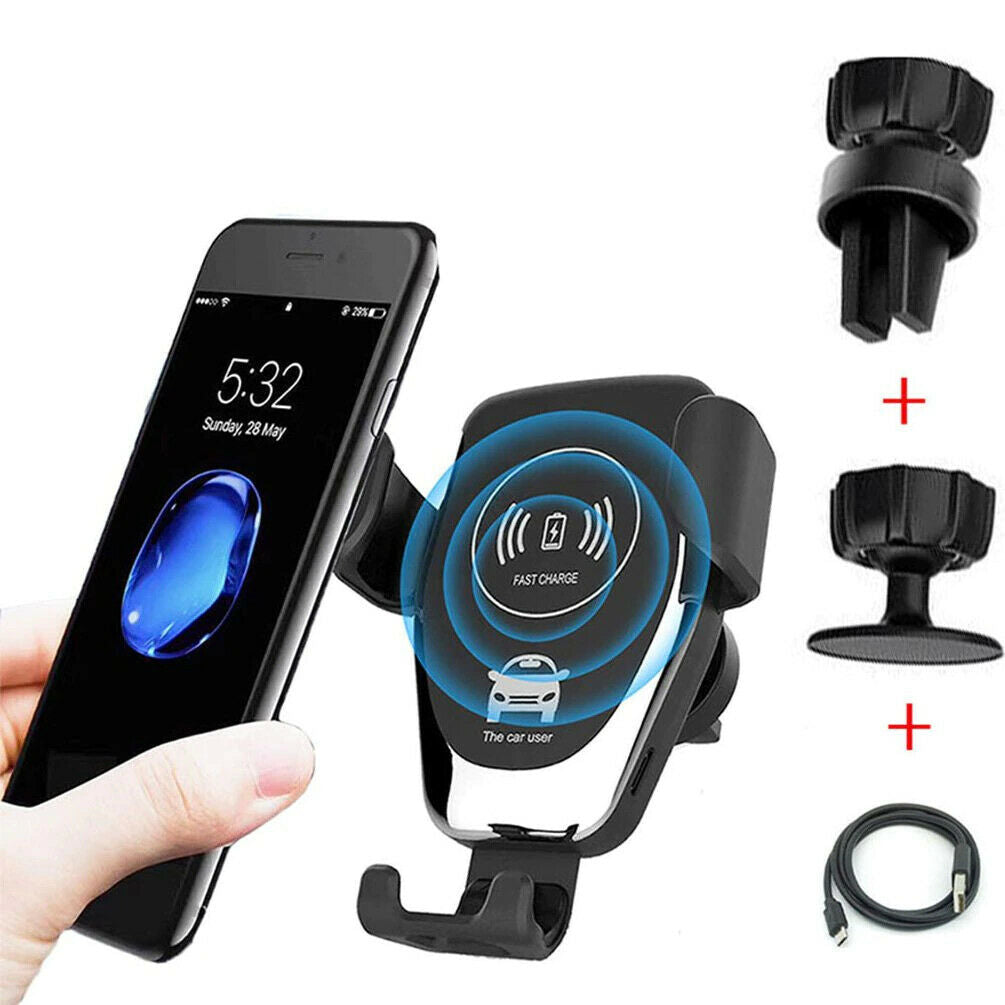 10W QI Wireless Fast Car Charger Mount Holder Stand Automatic Clamping Charging Phones DealSniper.net default