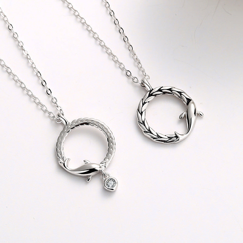 S925 Sterling Silver Fish Pendant Necklace Jewelry Gym From House