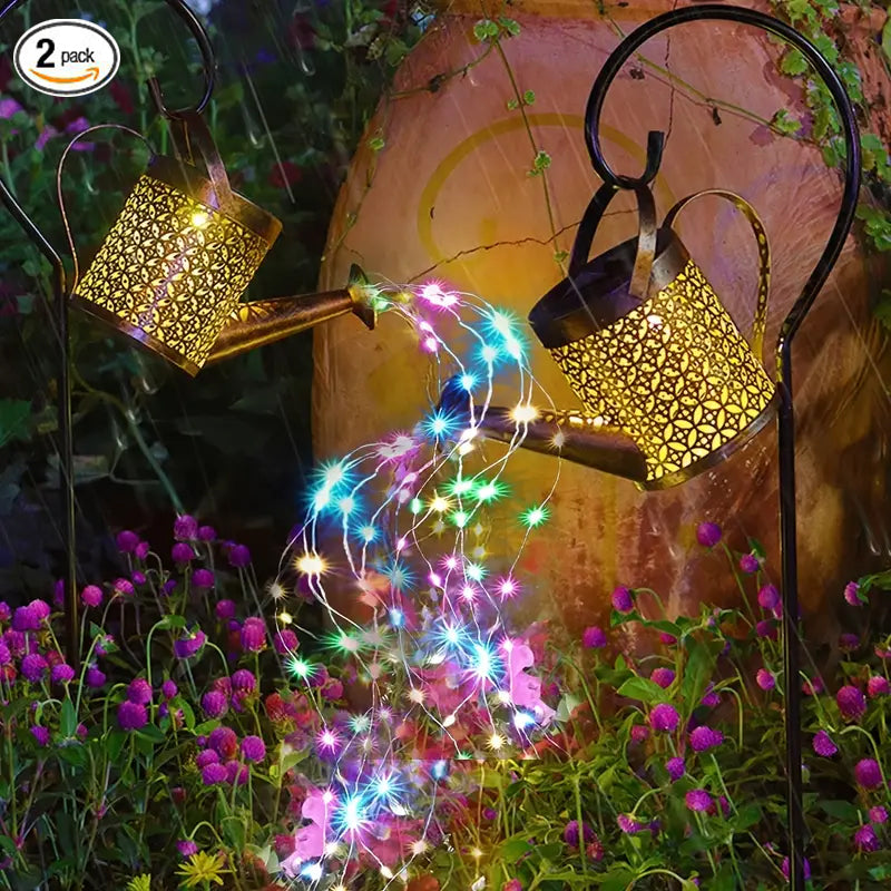 1 2pcs Watering Can Lights, Copper Solar Garden Lights Outdoor Gym From House 2Pcs