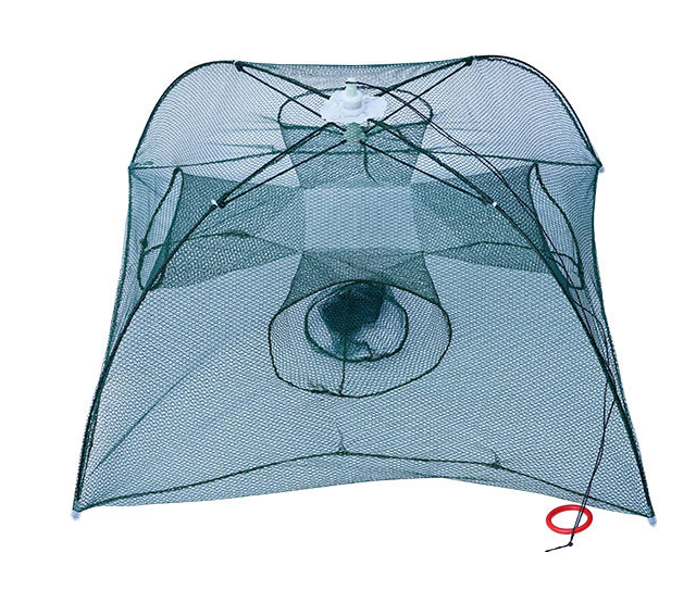 Strengthened 4-20 Holes Automatic Fishing Net Shrimp Cage Nylon Outdoor dealsniper-net 4 Sides 4 Holes