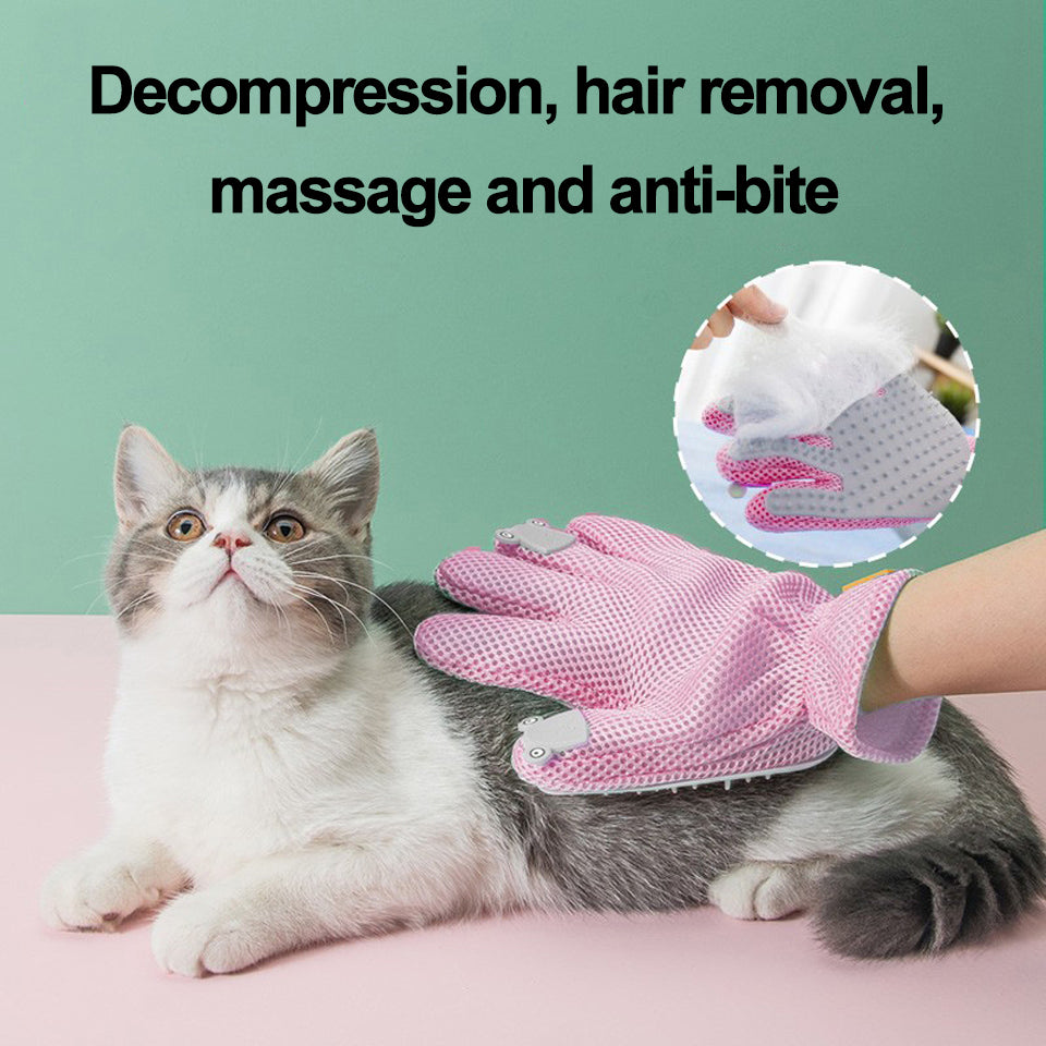 Pet Glove Cat Grooming Glove Cat Hair Deshedding Brush Gloves Cat Floating Hair Pet Hair Removal Brush Dog Bathing Massage Comb Silicone Hair Removal Gloves