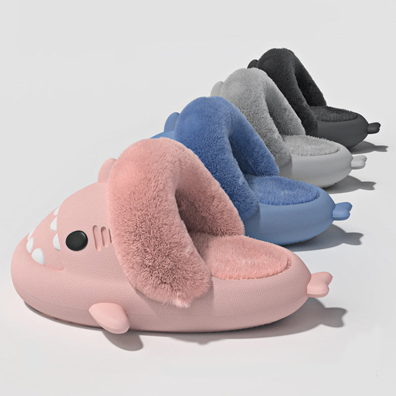 Winter Shark Slippers Detachable Warm Fuzzy Slippers Bedroom House Shoes Women Women dealsniper-net