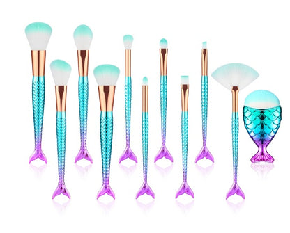 Mermaid Shaped Makeup Brushes Beauty dealsniper-net default