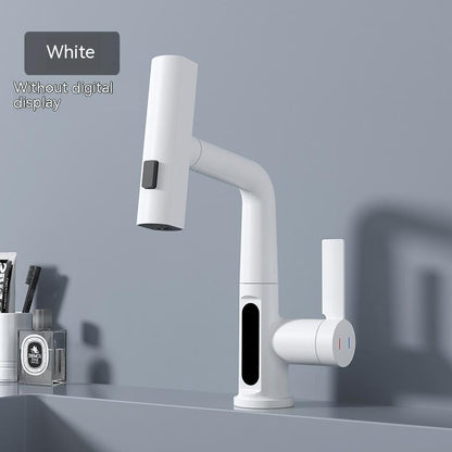 Intelligent Digital Display Faucet Pull-out Basin Faucet House DealSniper.net White Without Digital Display