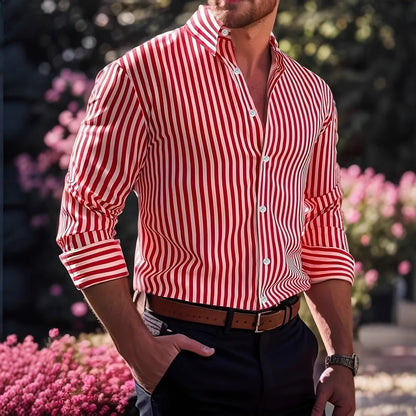 Ins Stripe Printed Long Sleeve Shirt Men Fashion Men Gym From House