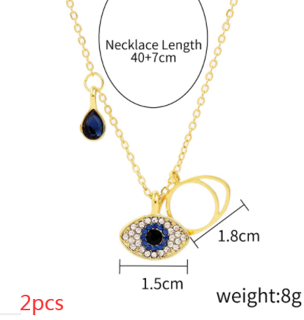 Diamond Demon Eye Necklace Female Jewelry dealsniper-net 1style 2PCS