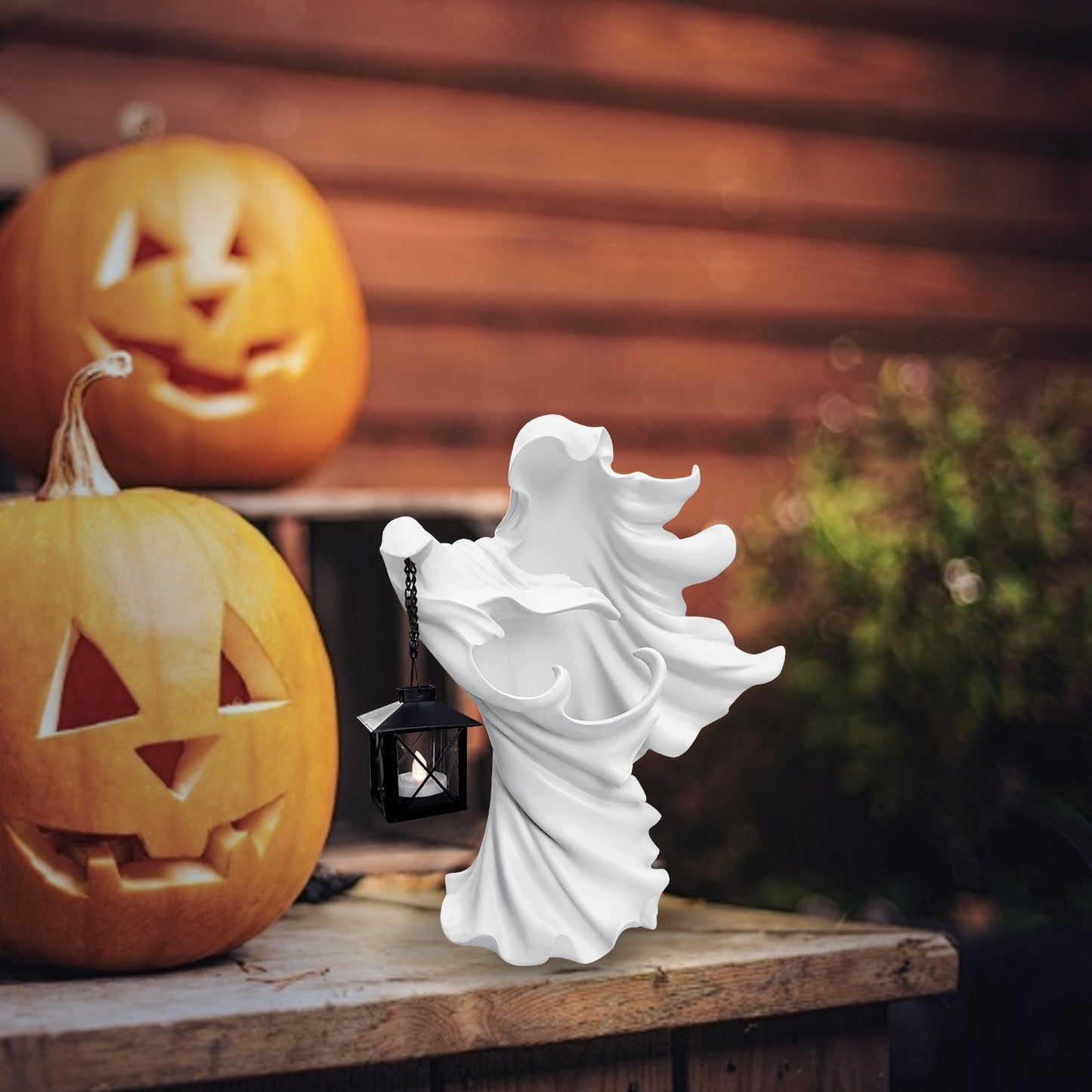 Faceless Ghost Sculpture Halloween Ghoul Resin Sculpture