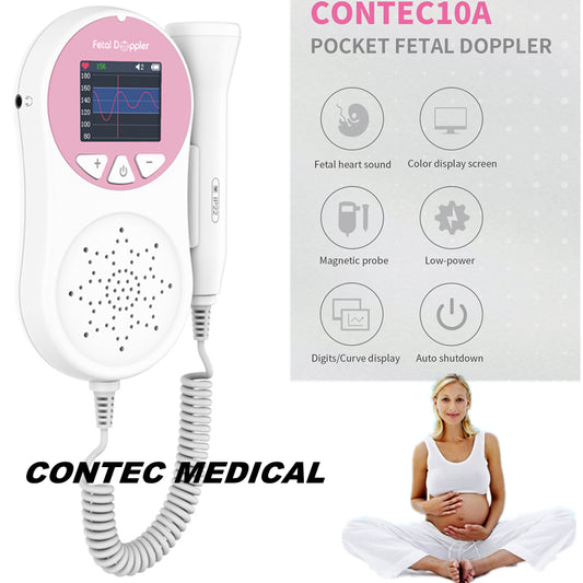 Pocket Fetal Doppler Digits Curve Display Pregnancy Baby Heart Rate Monitor,3Mhz Pink Electronics dealsniper-net CONTEC10A