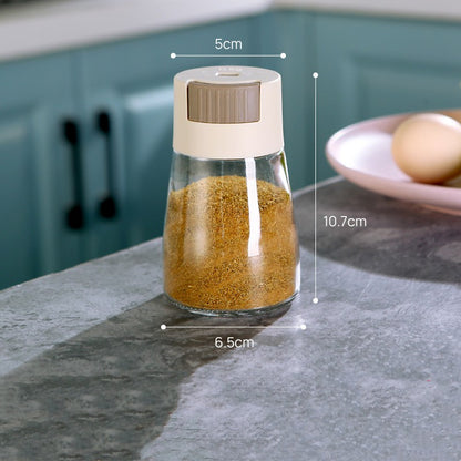 Measurable Control Salt Shaker Kitchen Sealed Glass Seasoning Jar Kitchen dealsniper-net Beige