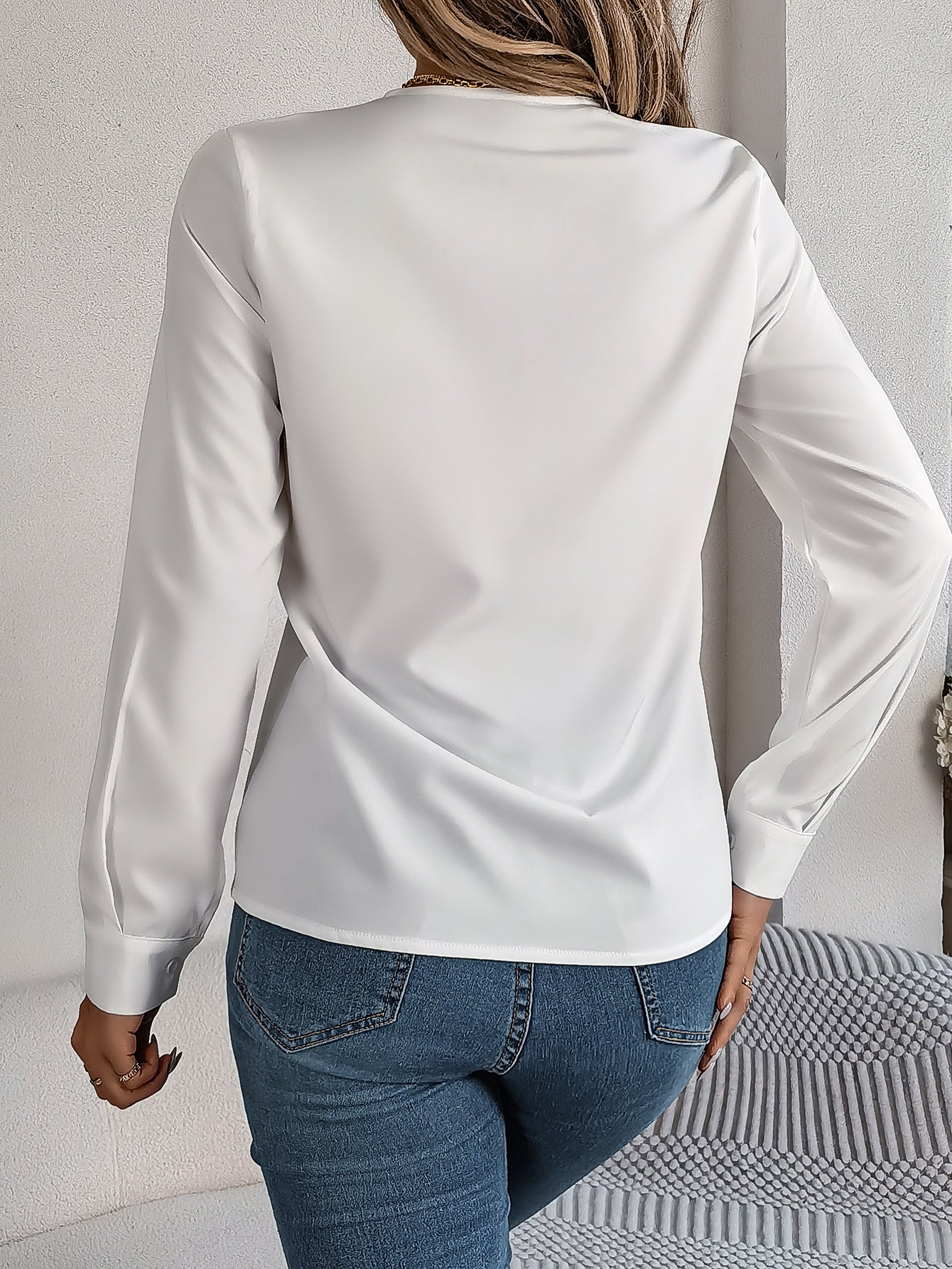 Fashion V-Neck Long Sleeve Shirt Elegant Commuter Women dealsniper-net