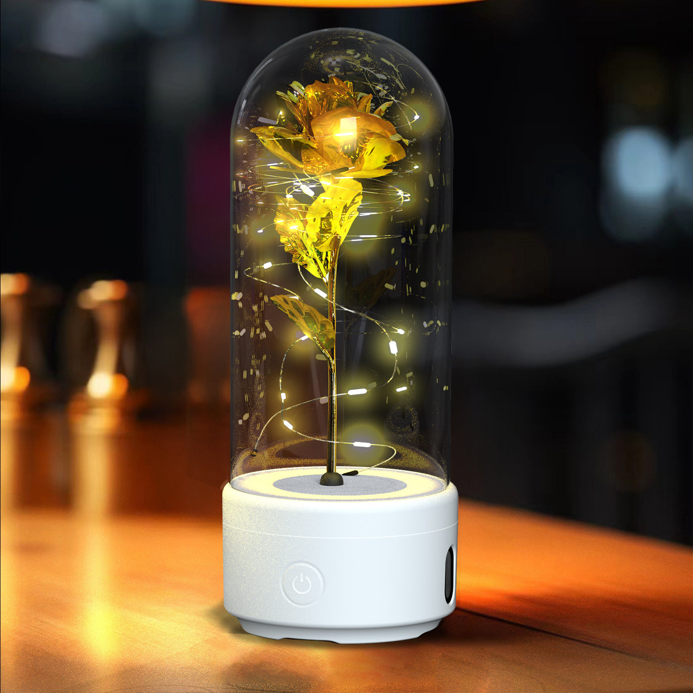 Creative 2 In 1 Rose Flowers LED Light And Bluetooth Speaker