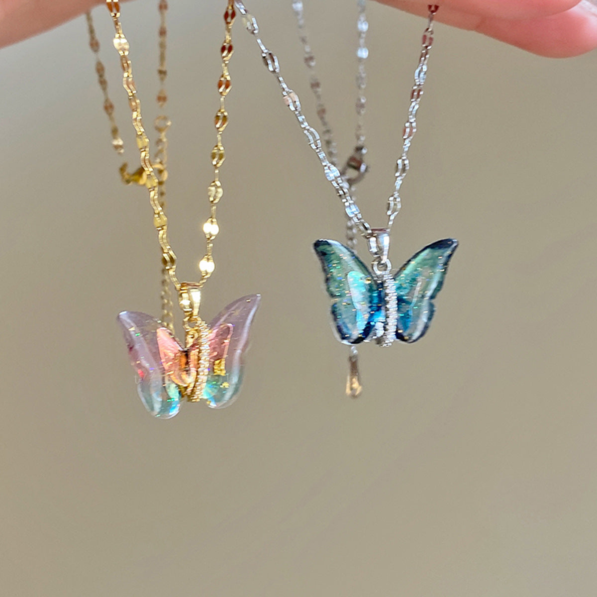 Colorized Butterfly Pendant Clavicle Chain Female Jewelry dealsniper-net