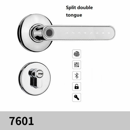 Indoor Fingerprint Spherical Lock Home Wooden Door Anti-theft Lock House dealsniper-net Silver Double tongue USB