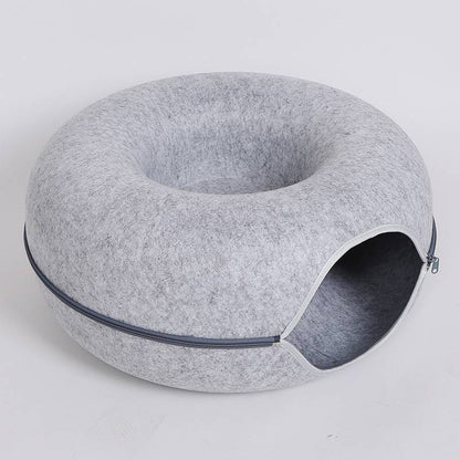 Four Seasons Available Cat Round Felt Pet Nest Pets dealsniper-net Light Grey 60x60x27cm