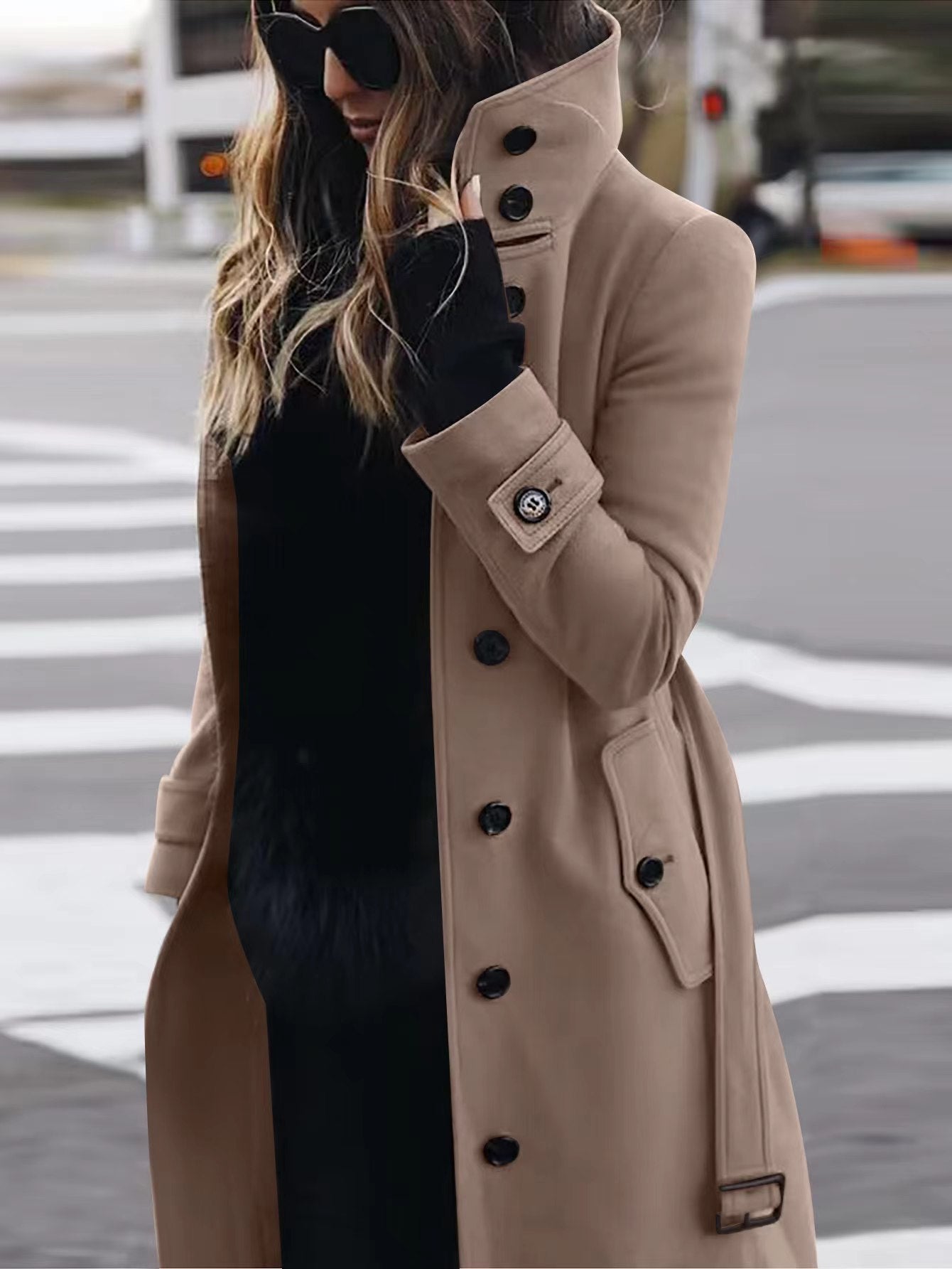 Autumn Winter New Woolen Coat Women's Slim Fit Cardigan Women null Khaki XS