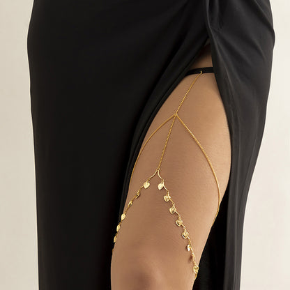 Leisure Beach Pearl Leg Ring Body Chain Women DealSniper.net 08Imitation gold0137