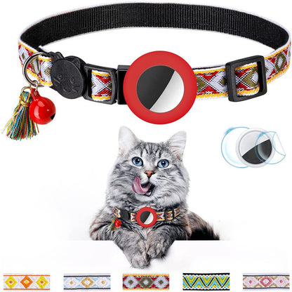 Pet Collar Geometric Pattern Cat With Bell Pets dealsniper-net Red