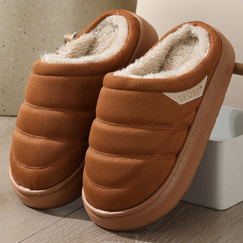 Fashion Solid Plush Slipper Winter Warm Indoor Floor Bedroom Men DealSniper.net Camel 36to37