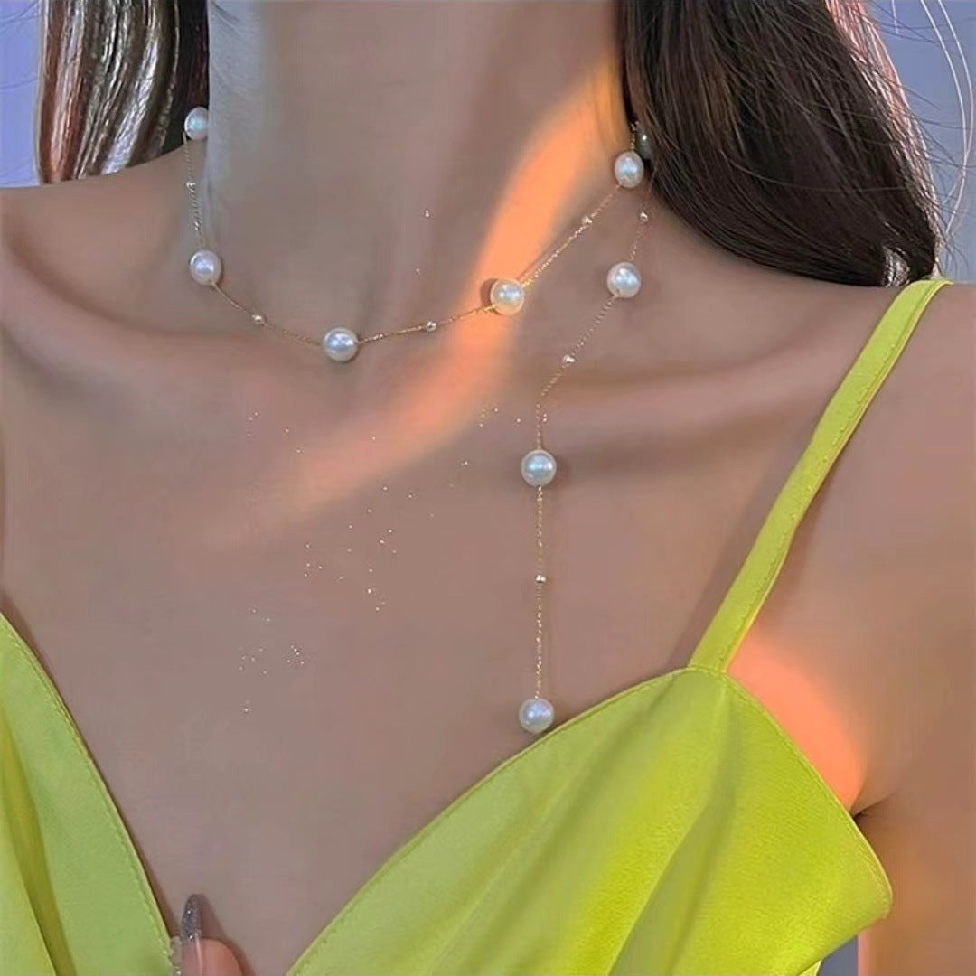 Trendy Pearl Necklace For Women Fashion Starry Pearl Choker Jewelry DealSniper.net Gold Necklace