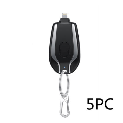 1500mAh Mini Power Emergency Pod Keychain Charger Gadgets dealsniper-net Black 5pcs For IPhone