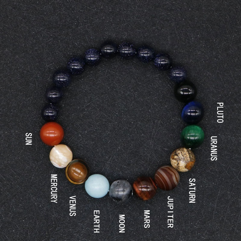 New Fashion Eight Planets Beaded Bracelet Men's Natural Stone Jewelry dealsniper-net