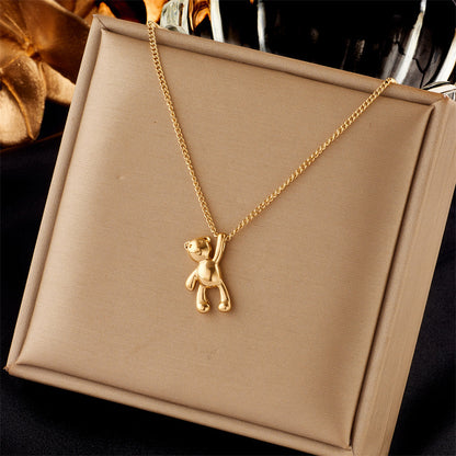 Cute Cartoon Three-dimensional Bear Necklace Jewelry dealsniper-net Gold