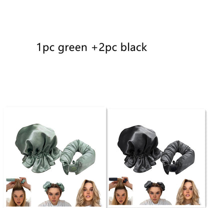 New Heatless Curl Stick With Cloth Cover Cute Ball Head Women dealsniper-net 1pc green and 2pc black