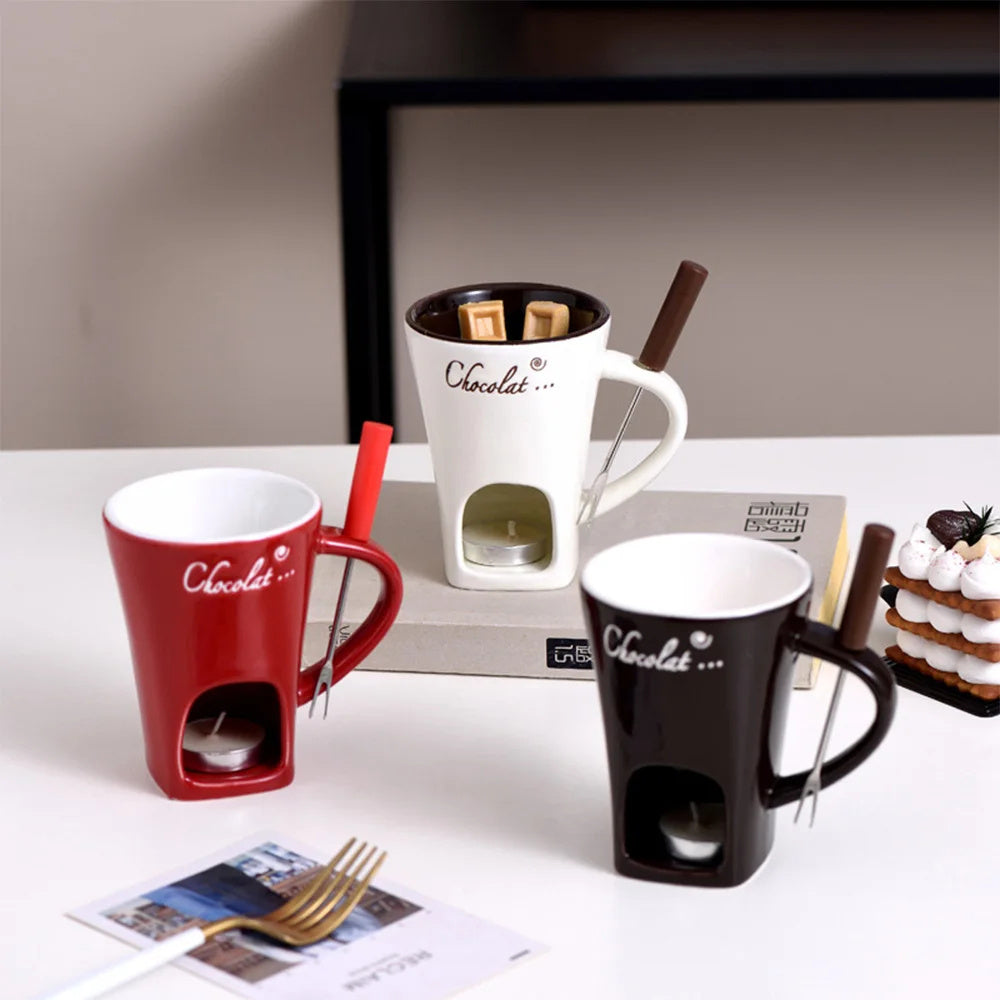 Fondue Mug Set Personal Mini Fondue Pots Chocolate Kitchen DealSniper.net