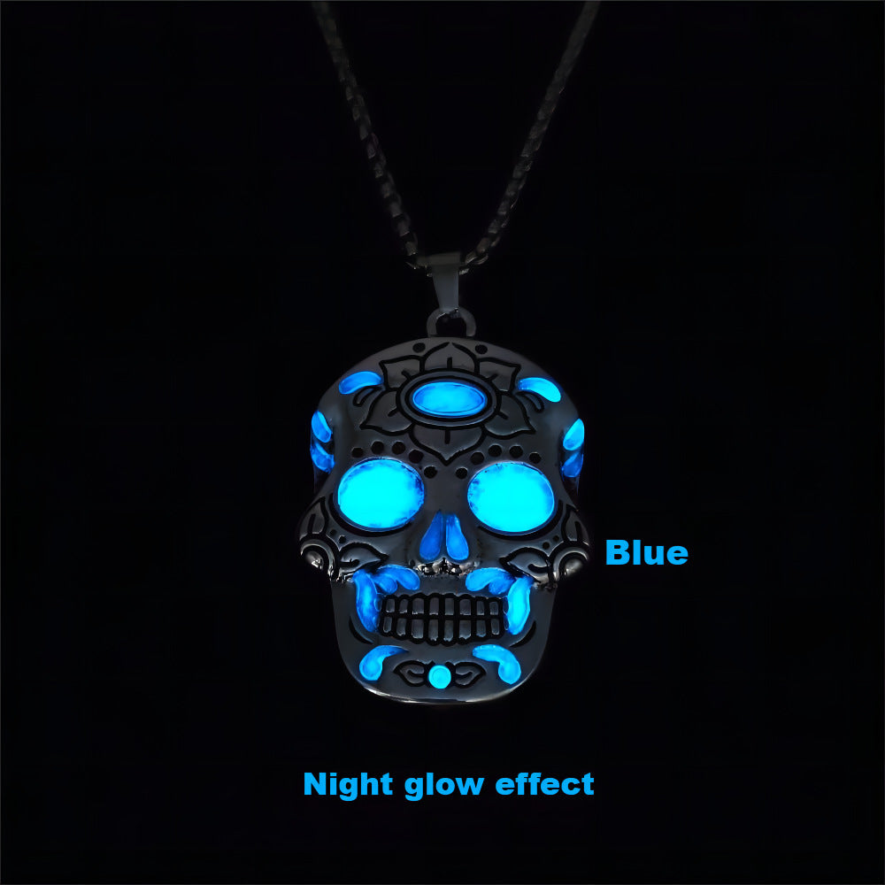 Halloween Luminous Skull Necklace With Day Of The Dead