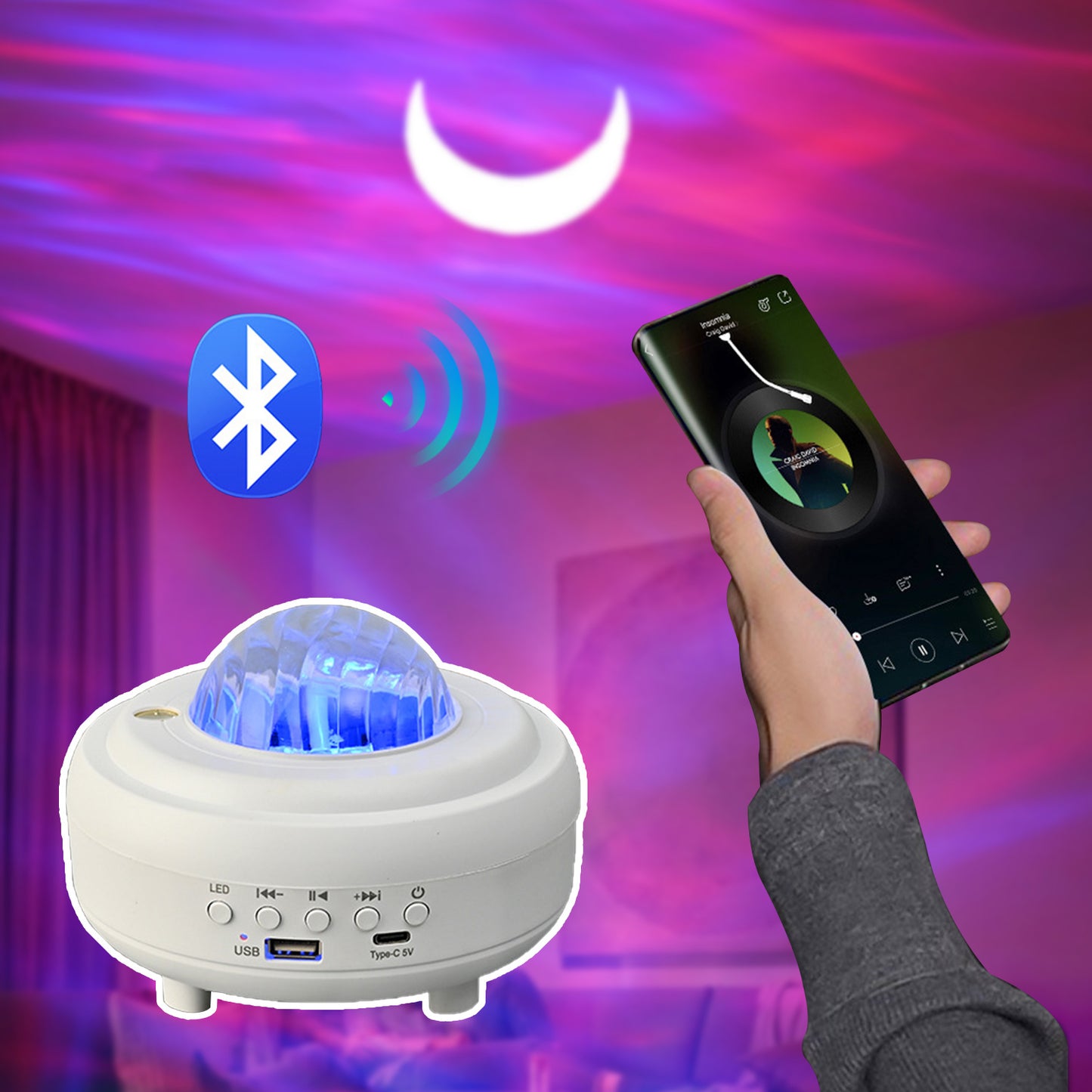Galaxy Star Projector Bluetooth LED Night Light Starry Sky Projector House dealsniper-net