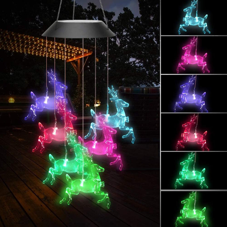 Outdoor Solar Wind Chime Lamp Hummingbird Butterfly Ball Wind