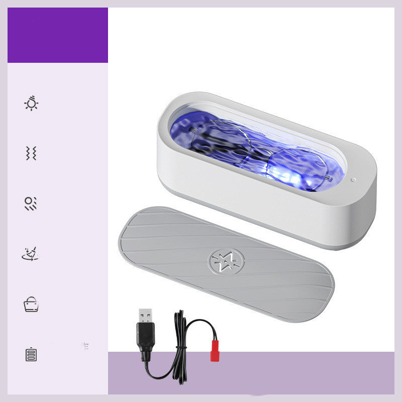 Home Vibration Portable Glasses Cleaning Machine Gadgets DealSniper.net White With Purple Light Charging