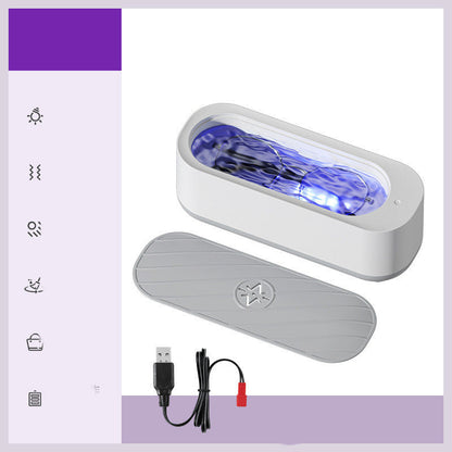 Home Vibration Portable Glasses Cleaning Machine Gadgets DealSniper.net White With Purple Light Charging