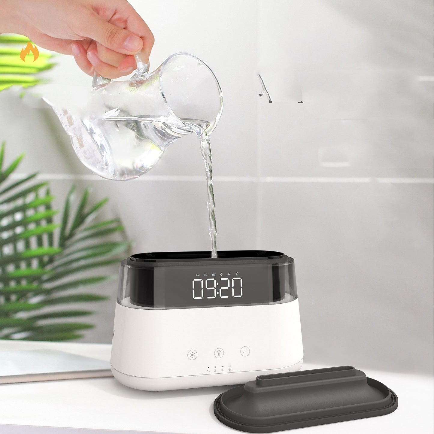 Flame Humidifier With Clock Bedroom