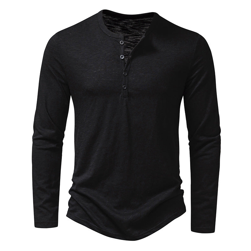 Men's Long-sleeved T-shirt Fashion Casual Solid Color Men Gym From House Black L