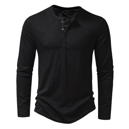Men's Long-sleeved T-shirt Fashion Casual Solid Color Men Gym From House Black L