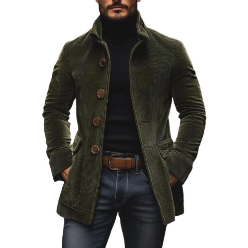 Men's Jacket Winter Stand Collar Button-up Coat Men Gym From House