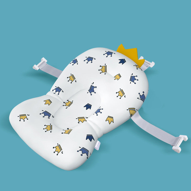 Baby Bath Seat Support Mat Foldable Baby Bath Tub Pad & Chair Deals DealSniper.net White crown Standard Model