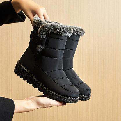 Snow Boots Winter Warm Hook And Loop Fastener Plush Shoes Women null Black 35
