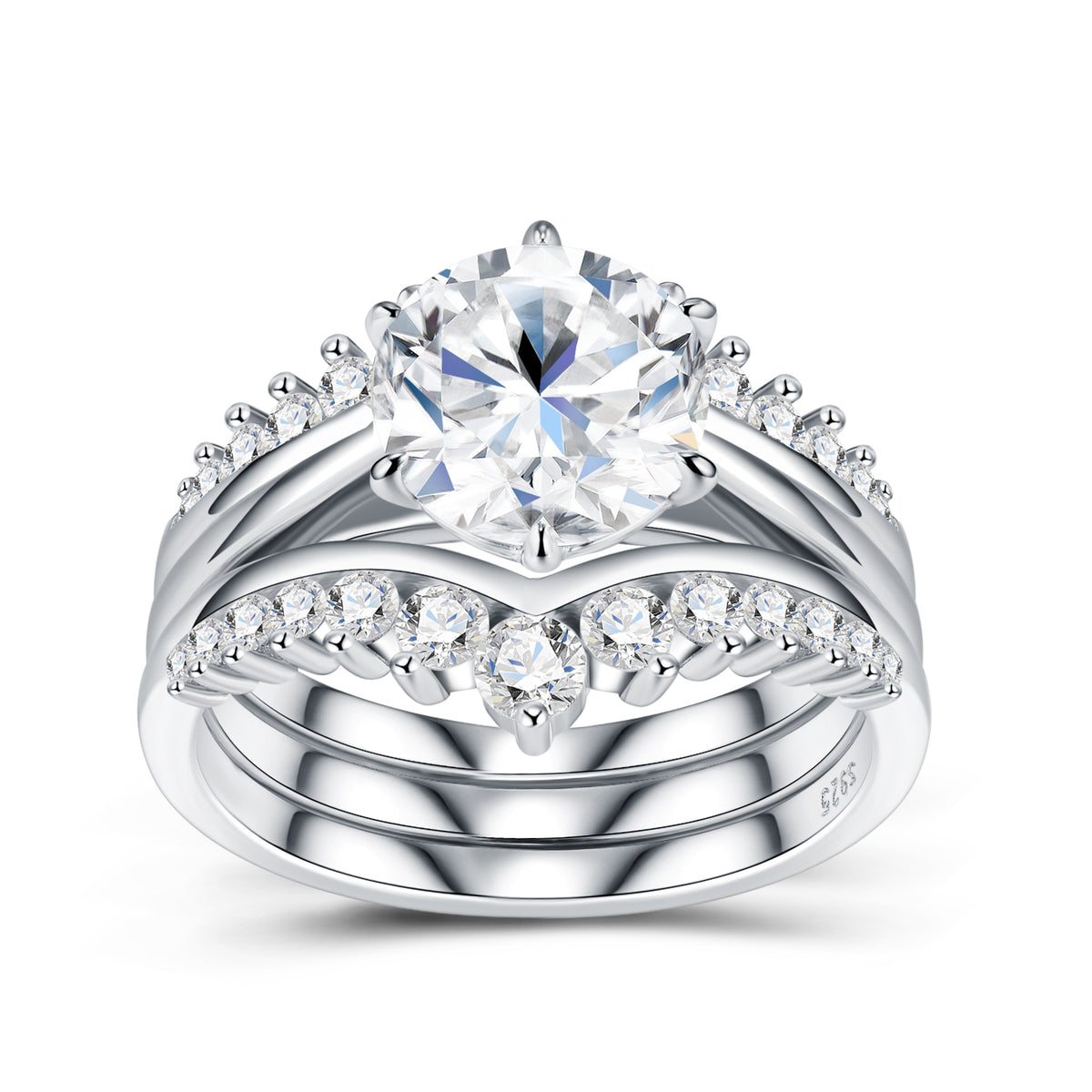 3-carat Luxury Fashion Minimalist Trend Jewelry Silver Ring Set Jewelry Gym From House