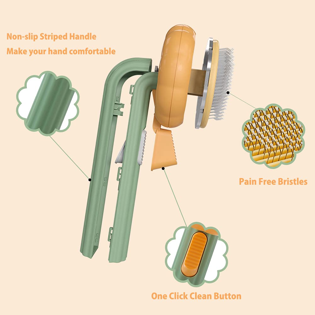 Pumpkin Self Cleaning Slicker Comb For Dog Grooming Brush Pets Gym From House