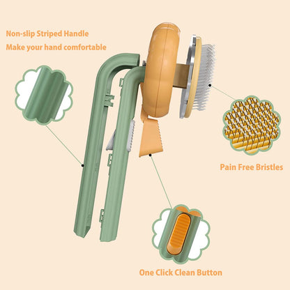Pumpkin Self Cleaning Slicker Comb For Dog Grooming Brush Pets Gym From House