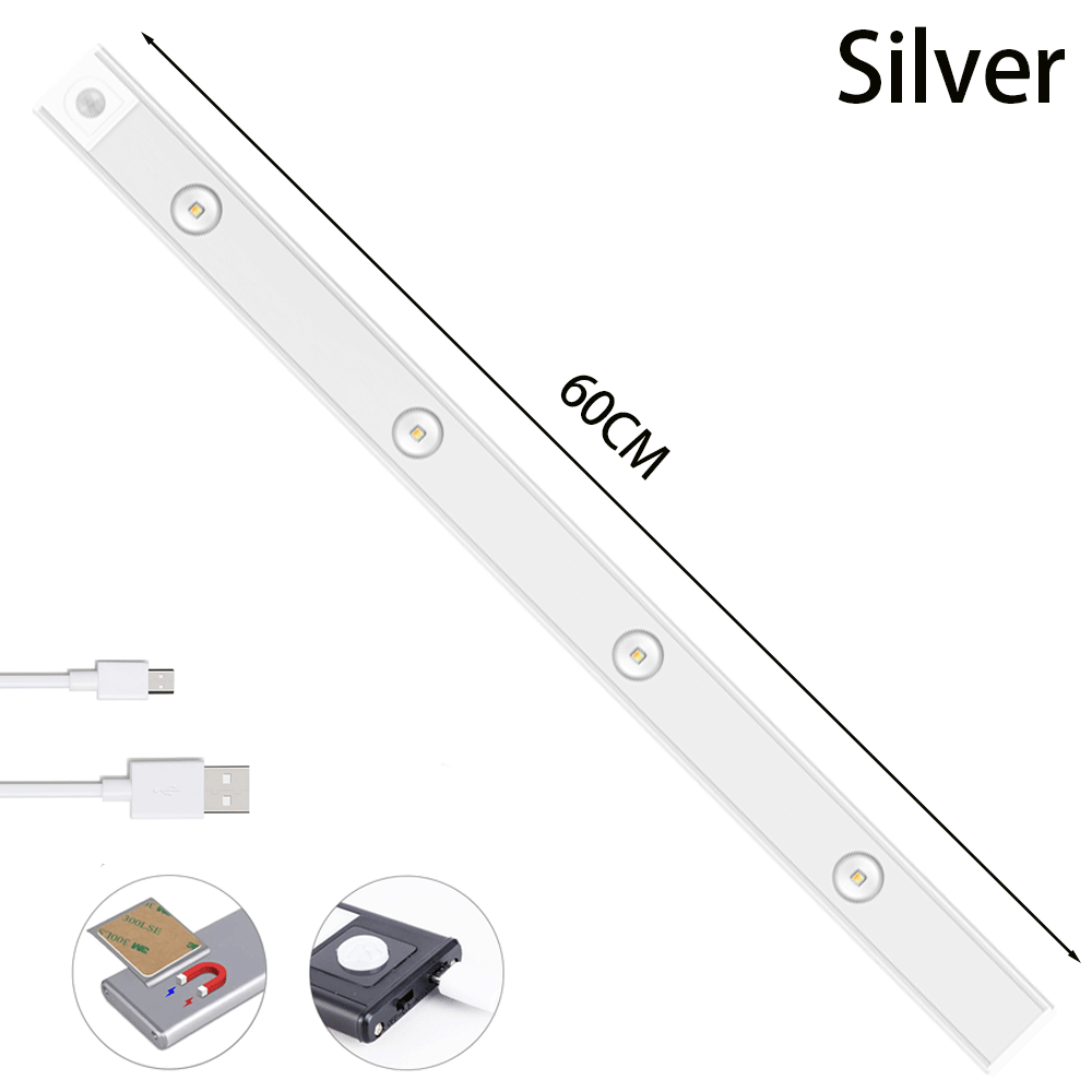 USB LED Night Light Motion Sensor Wireless Thin LED Home DealSniper.net Silver 60cm 1PC