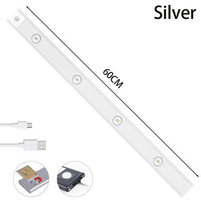 USB LED Night Light Motion Sensor Wireless Thin LED Home DealSniper.net Silver 60cm 1PC